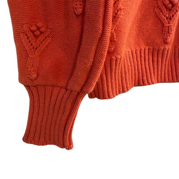 LOFT Women's Tangerine Pink Bobble Pointelle Sweater Size M Long Sleeve Pullover - Picture 7 of 10